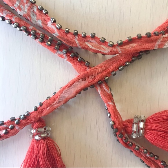 CHAN LUU Red Beaded Tassel Necklace - Picture 4 of 6